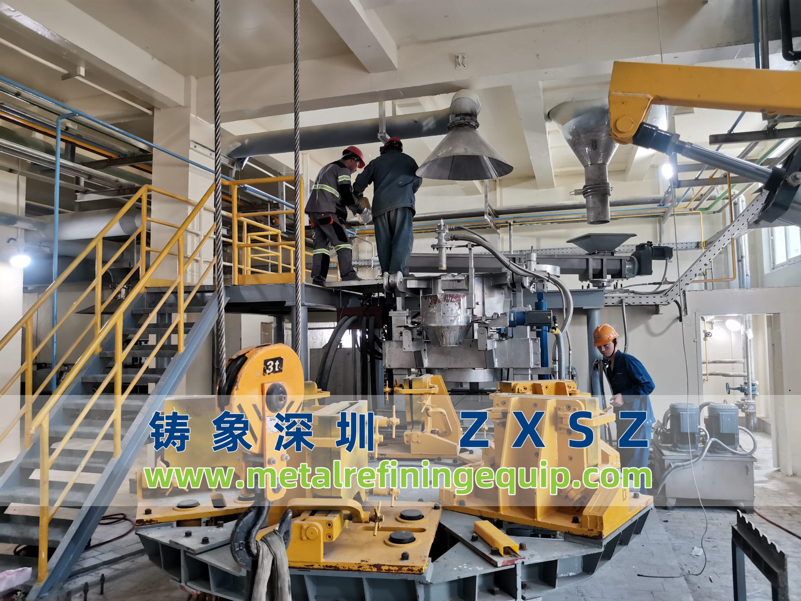 Máquina de colar en 45kg disco con molde vertical para placas anódicas de plata